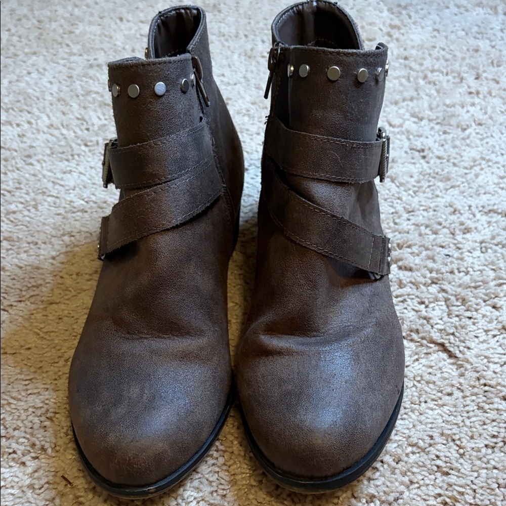 Brown Ankle Boots with Studded Straps